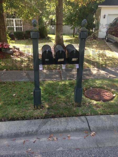 Chatfield Place- 3 Mailboxes and Post