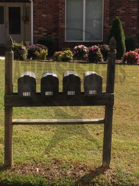 Stratford Gardens- 4 Mailboxes and Post